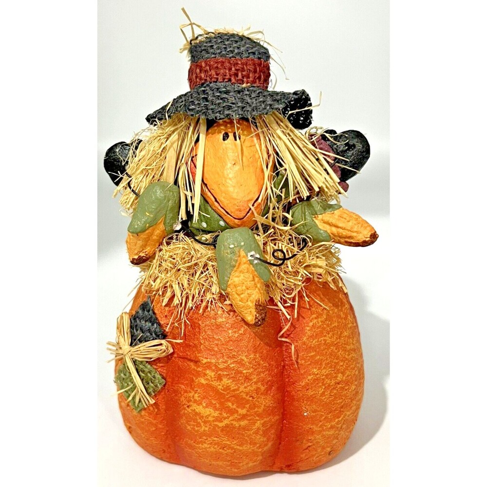 Scarecrow Pumpkin Figurine Eerie Alley Fall Halloween Thanksgiving Decor 6.5"